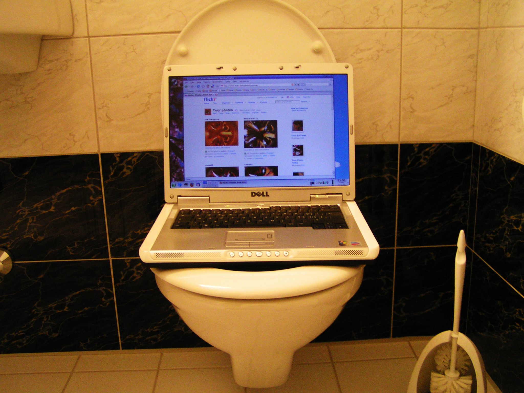 Laptop in the bathroom