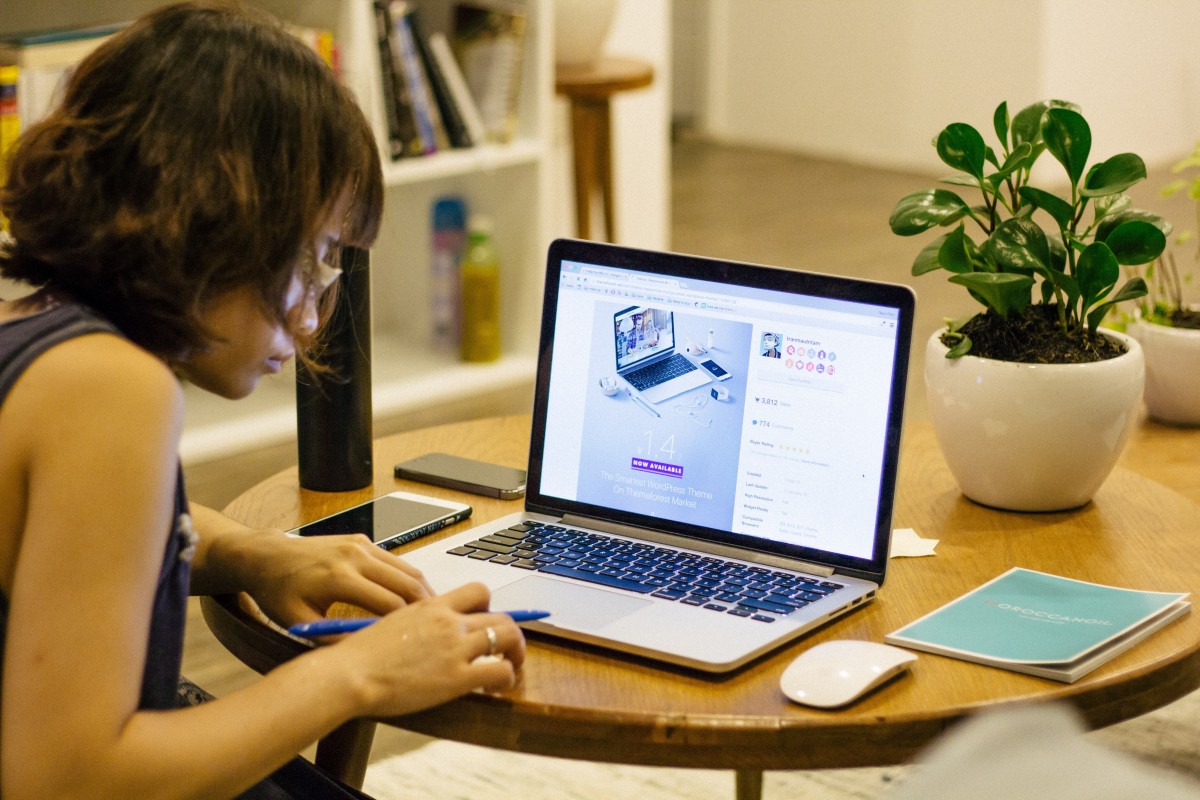 Homeworking woman on laptop